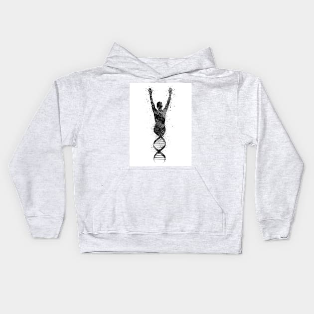 Human DNA Black and White Genetics Gift Kids Hoodie by LotusGifts